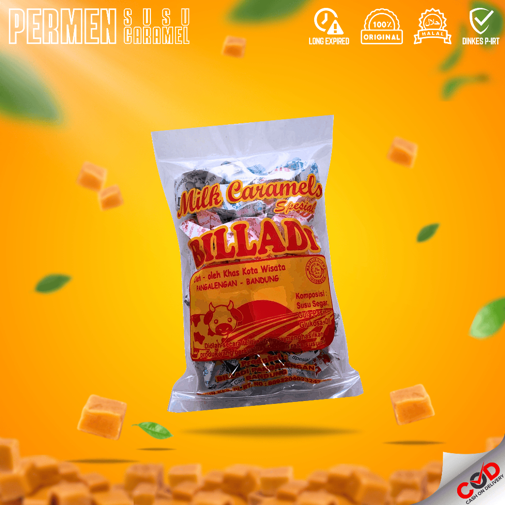 

BILLADI Permen Susu Sapi Milk Candy Caramel Cemilan Pangalengan Jajanan Manis 200 Gram