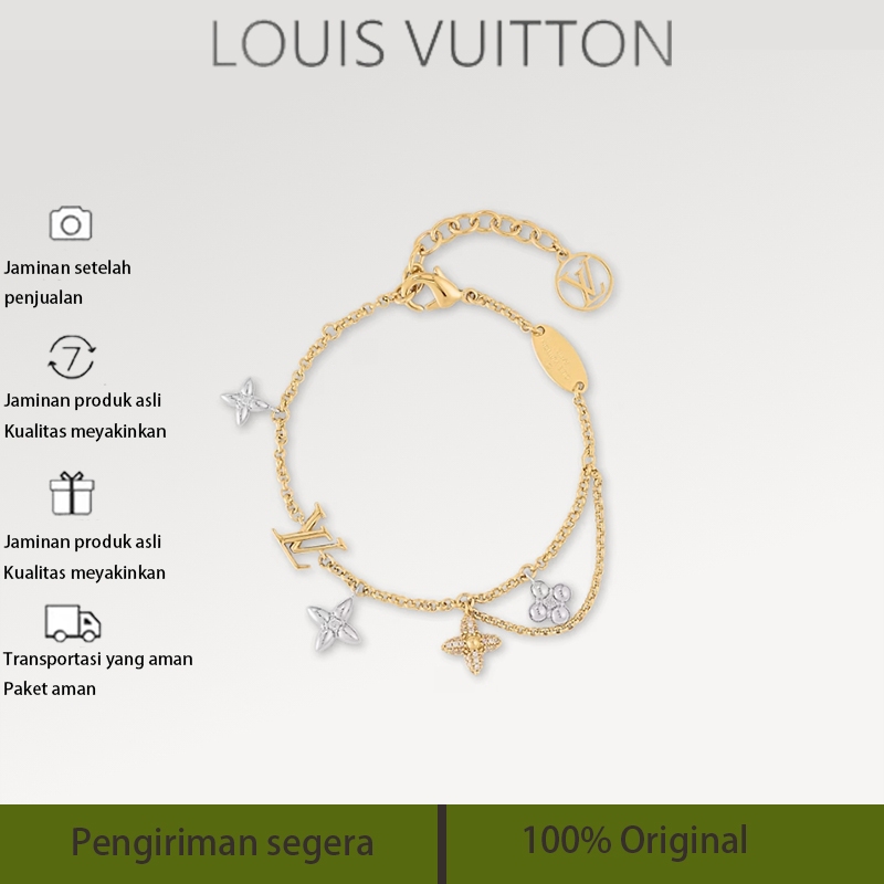 Gelang LV Iconicn, LOUIS VUITTON LV Emas/Pearl Bracelet, berlian, gelang wanita, liontin gelang