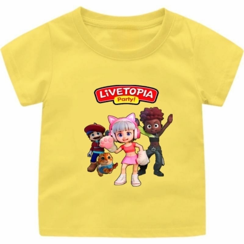 baju kaos oblong anak anak cewek motif livetopia untuk umur 1-12 tahun