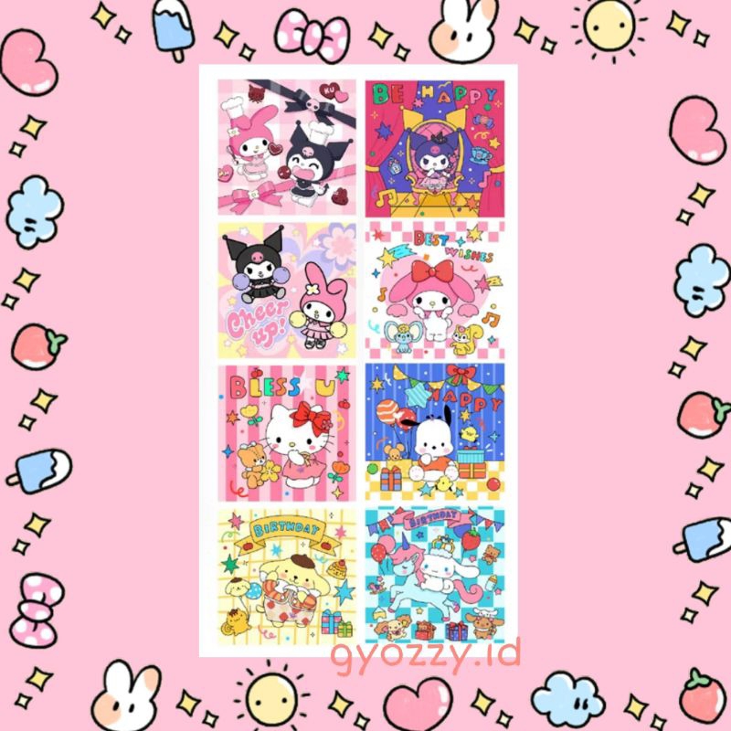 

50pcs/ Sticker Sanrio, Cute Mini Poster Sanrio, Sticker Poster Sanrio, cute Sanrio Party Sticker, stiker Sanrio lucu, ver party sanrio