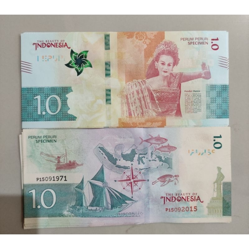 uang percobaan atau uang specimen 1.0 tarian Bali tahun 2015 masih baru