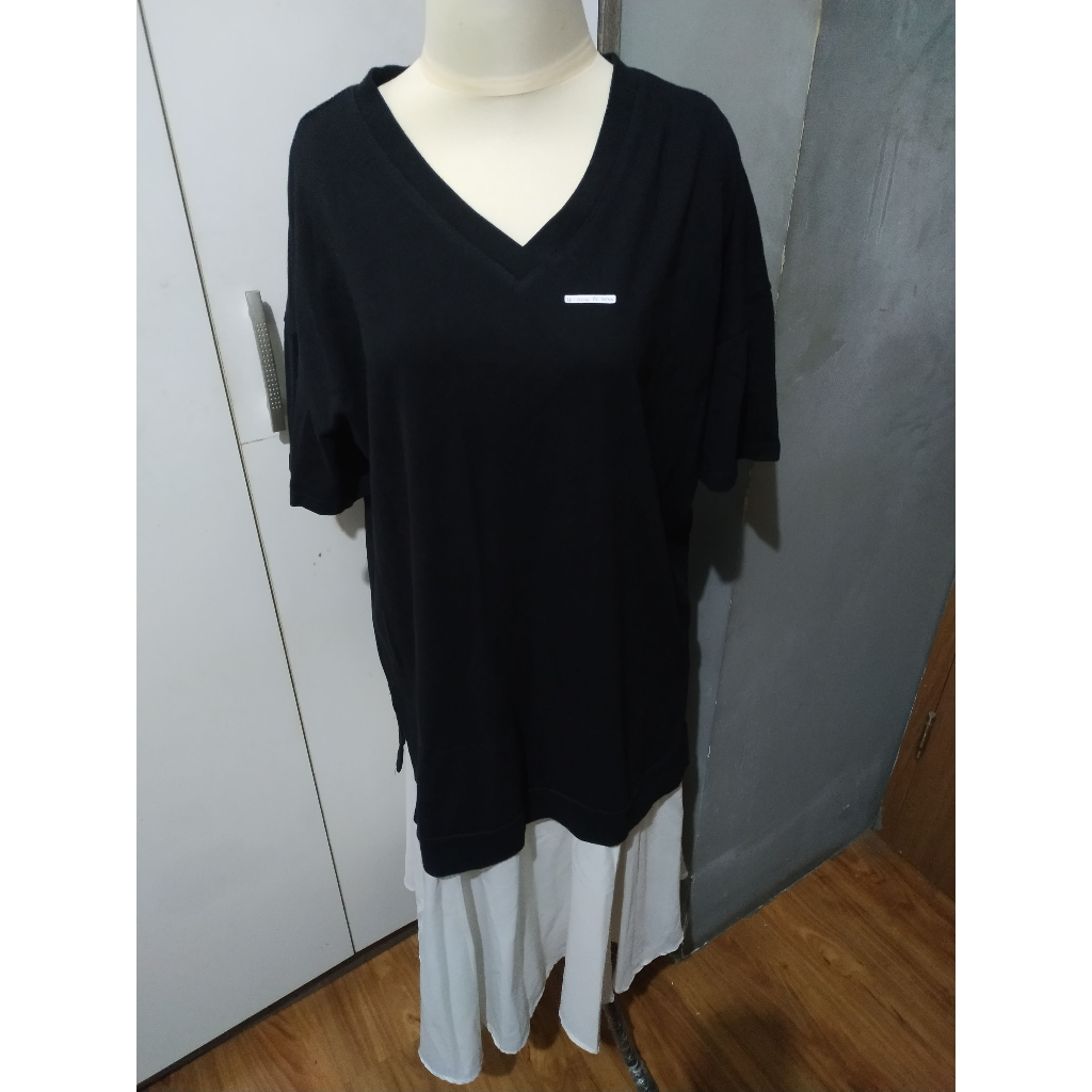 Dress two tone Maxi Dress Hijab Dress Casual Hitam Putih Dress B&W