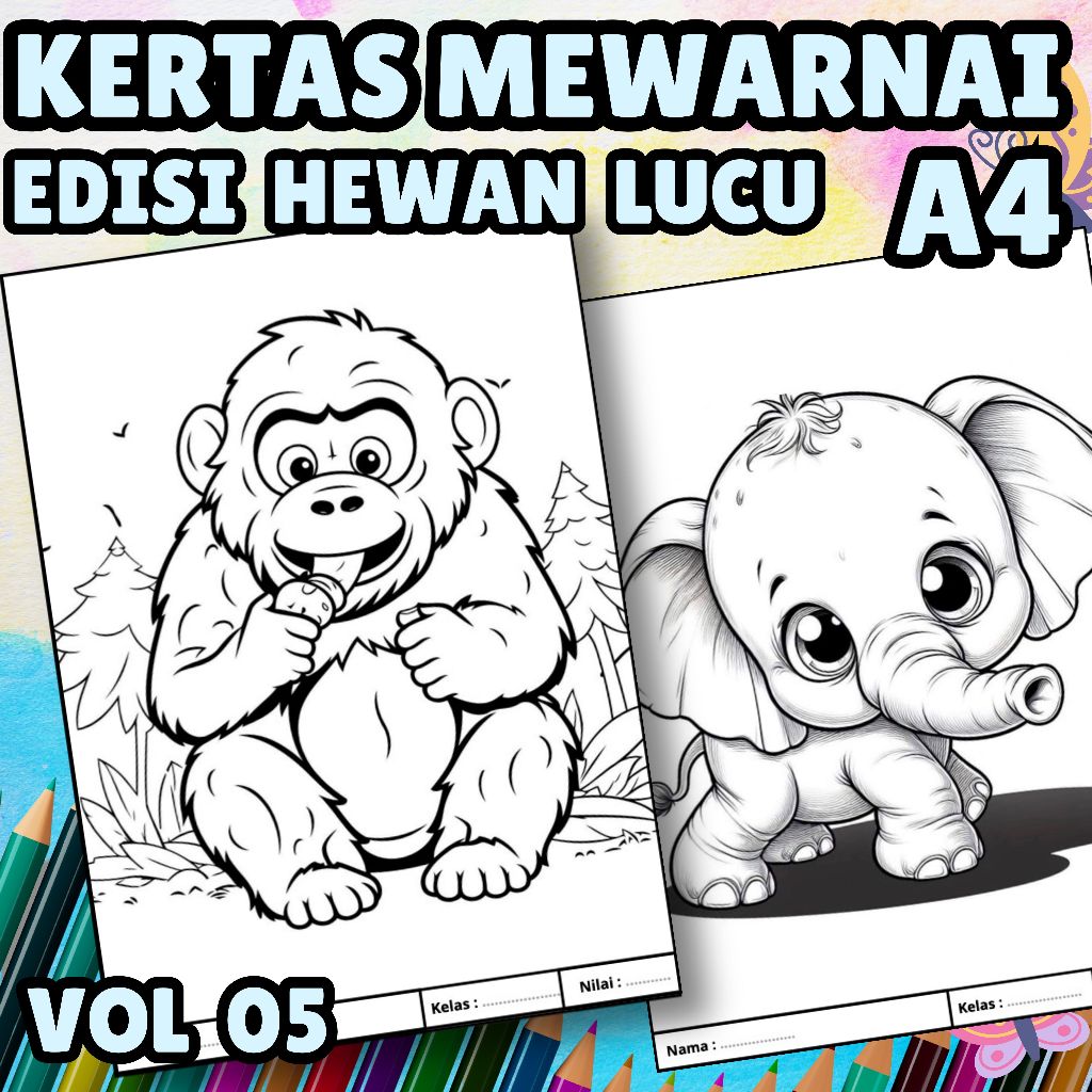 

MEDIA KERTAS KREATIFITAS MEWARNAI ANAK A4 DENGAN PRINT CETAK BUKAN COPY - MEDIA WARNA ANIMAL VOLUME 05