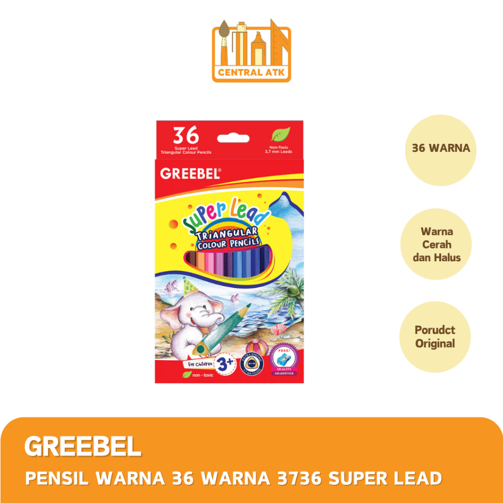 

PENSIL WARNA/ COLOUR PENCIL GREEBEL 36 WARNA SUPER LEAD