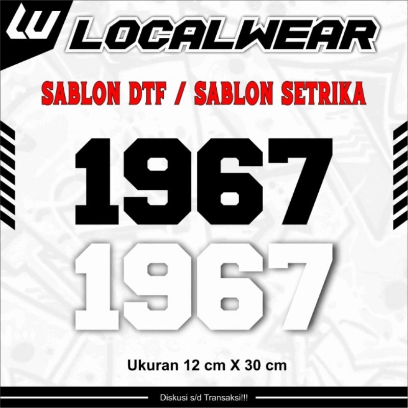 

sablon setrika / sablon dtf angka kelahiran persela