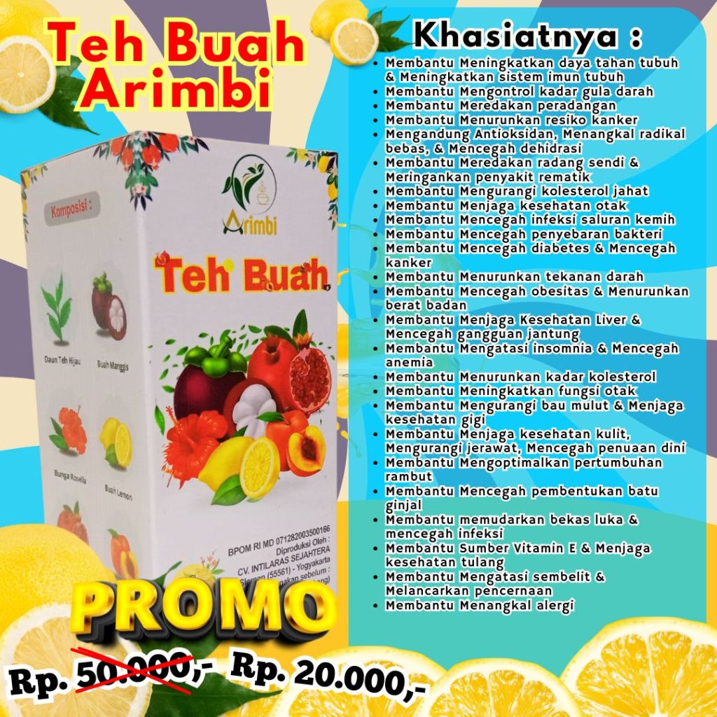 

Teh Buah Arimbi, Teh Arimbi, Teh Buah,Teh Buah Untuk Membantu Mengurangi kolesterol jahat,Teh Buah Untuk Membantu Menjaga kesehatan otak,Teh Buah Untuk Membantu Melancarkan pencernaan,