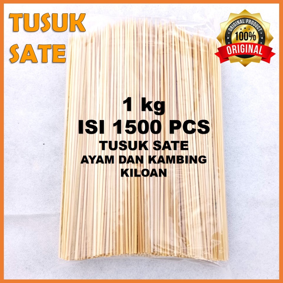 Tusuk Sate Kotak Dan Bulat Kiloan Ayam Kambing Ukuran 22 Cm Ayam Tebal 2,2 mm Kambing 2,5 mm