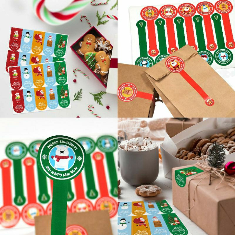 

100 Pcs Sticker Merry Christmas Segel Kemasan