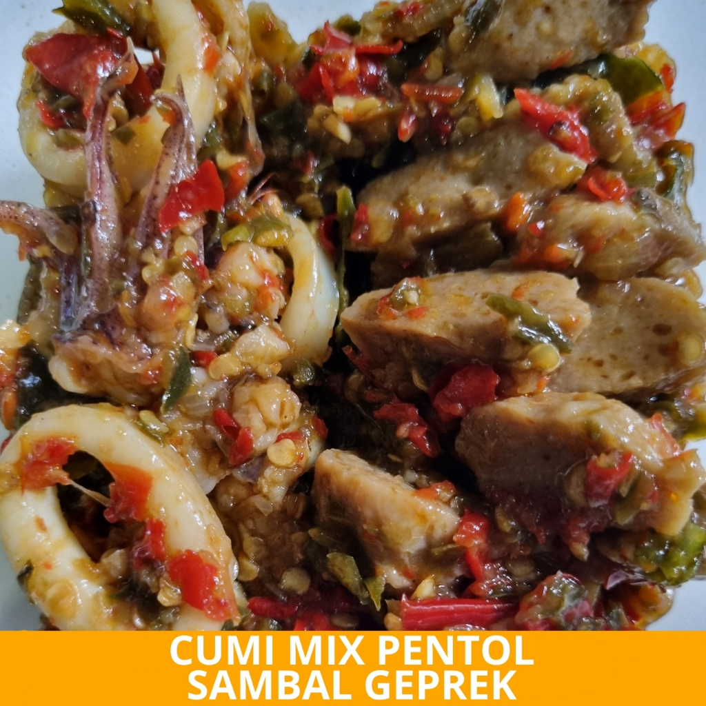 

Cumi Mix Pentol Sambel Geprek Special - Arviansyah Seafood Surabaya