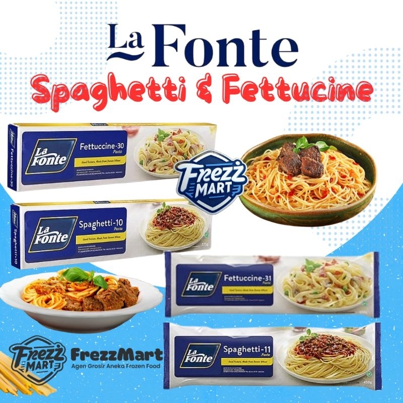 

La Fonte Long Pasta Spaghetti dan Fettucine Fettucini Fettuccini Mie Mi Pipih Romana Toskana Itali Tagliatelle Bologna