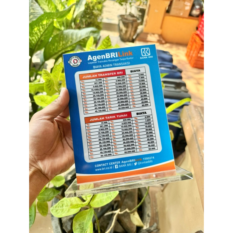

PAPAN AKRILIK MEJA BISA CUSTOM BIAYA ADMIN BANK UKURAN 15x20 BRI BRILINK BRI LINK