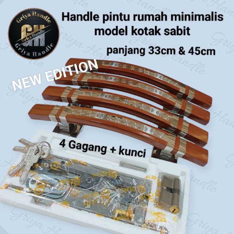 (4 biji) Handle pintu rumah Full set kunci Tarikan pintu model kotak sabit terbaru/Gagang pintu ruma