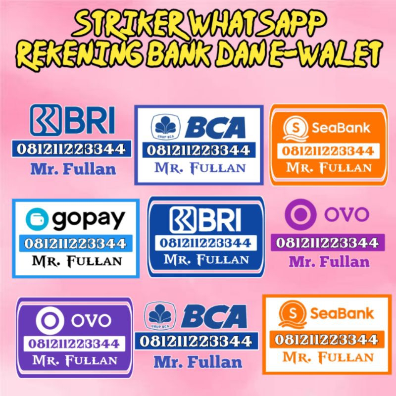 

Striker WhatsApp Rekening Bank dan E-walet