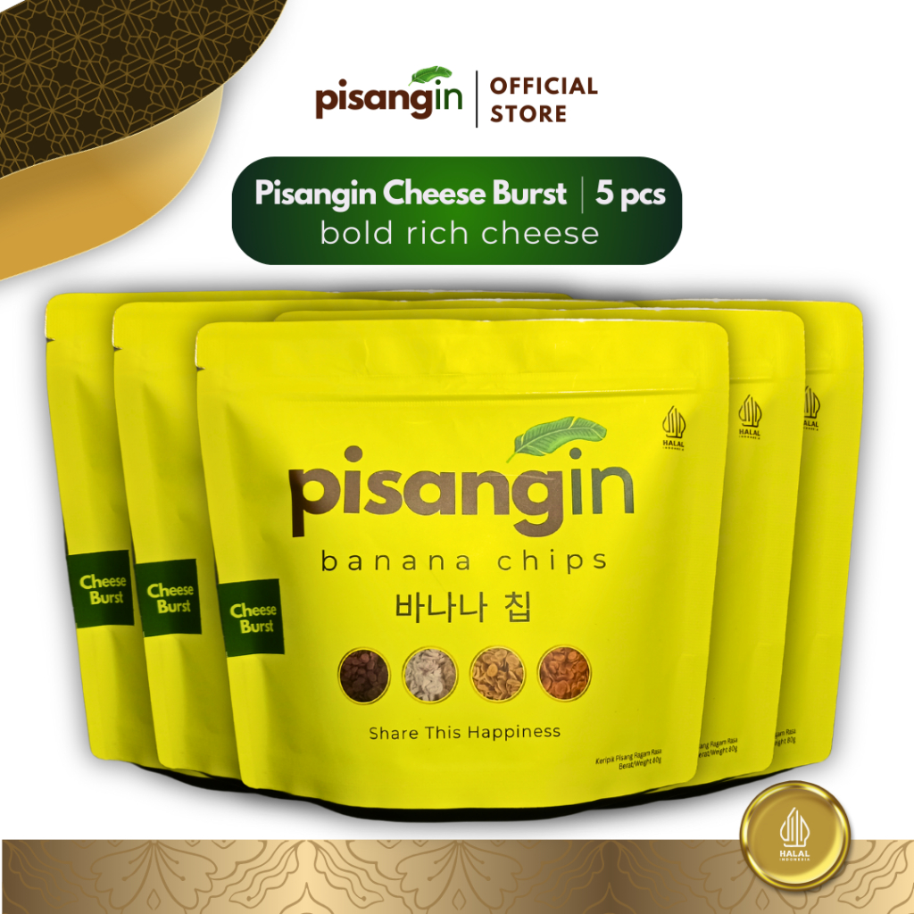 

Pisangin Cheese Burst | Keripik Pisang Bumbu Khas Keju Isi 5 Pcs