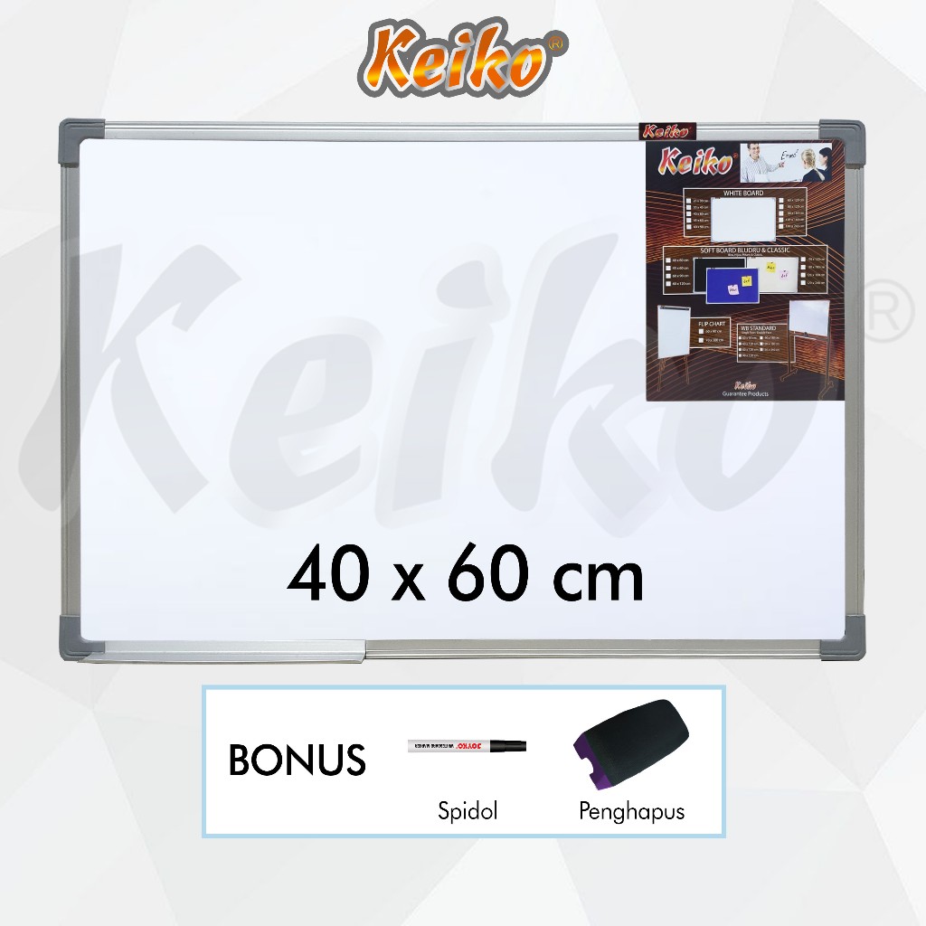 

Papan Tulis Whiteboard / White Board Gantung Single Face Keiko 40 x 60 cm