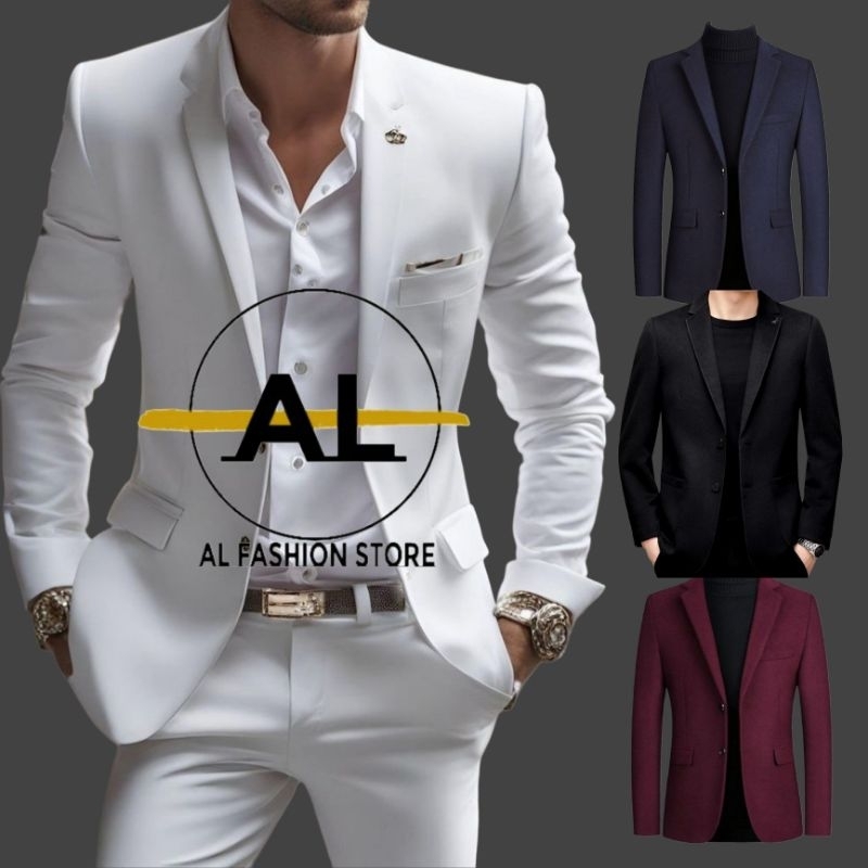 Blazer Pria - Jas Kantor Pria Formal Semi Formal Kekinian Model Kancing 2
