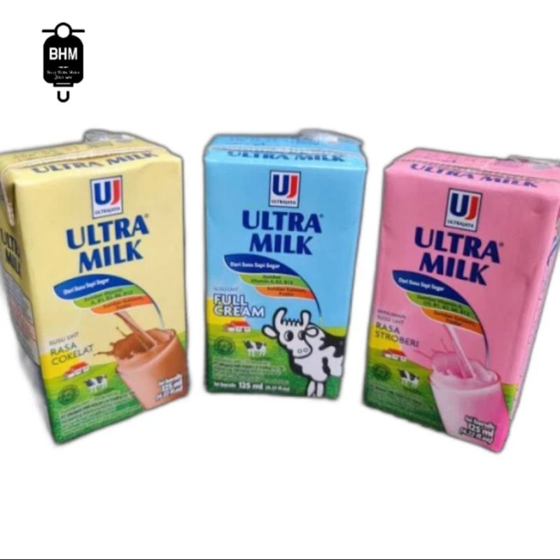 

susu ultra uht kotak 125 ml plain strawberry coklat satuan