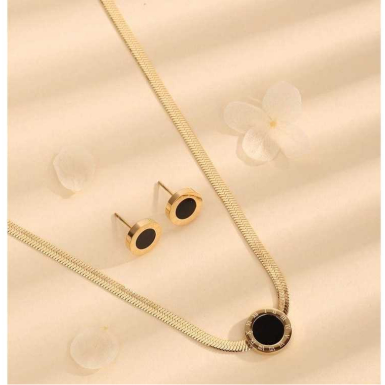Set Perhiasan Titanium Kalung Dan Anting Wanita Stainless Steel Anti Karat Luntur Set Wanita Rantai 