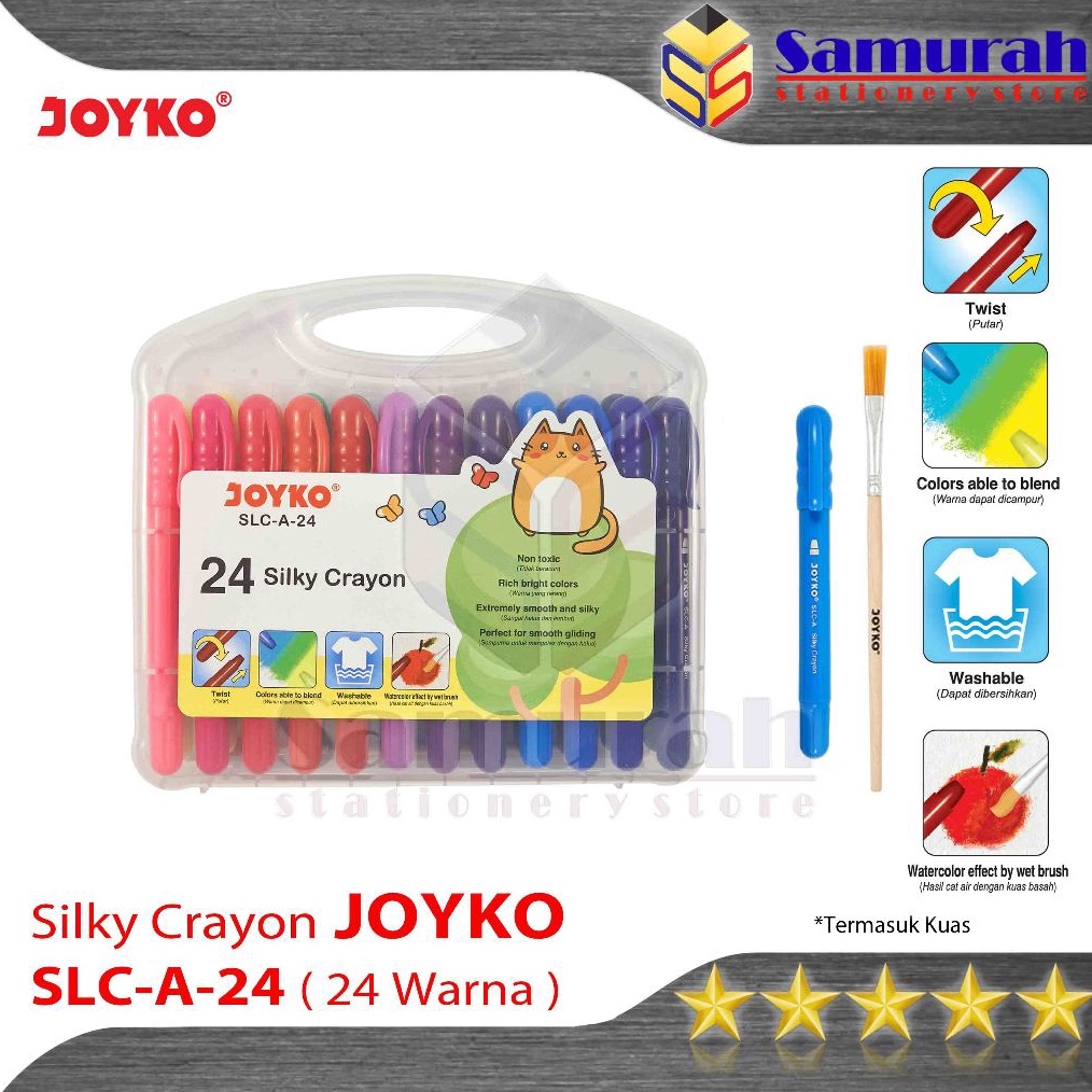 

KODE J6B Crayon SIlky SLC A 24 Warna Kuas Krayon Halus Lembut SLCA24 Hard Case Tidak Beracun