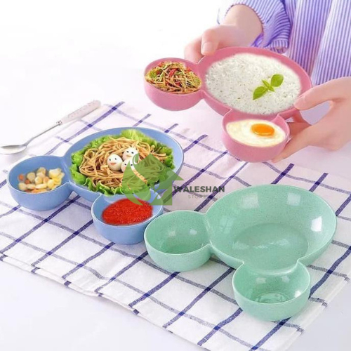 Mangkok Mangkuk Piring Estetik Bentuk Kartun Mickey Mouse Tempat Makan Anak Piknik Portable Food Gra