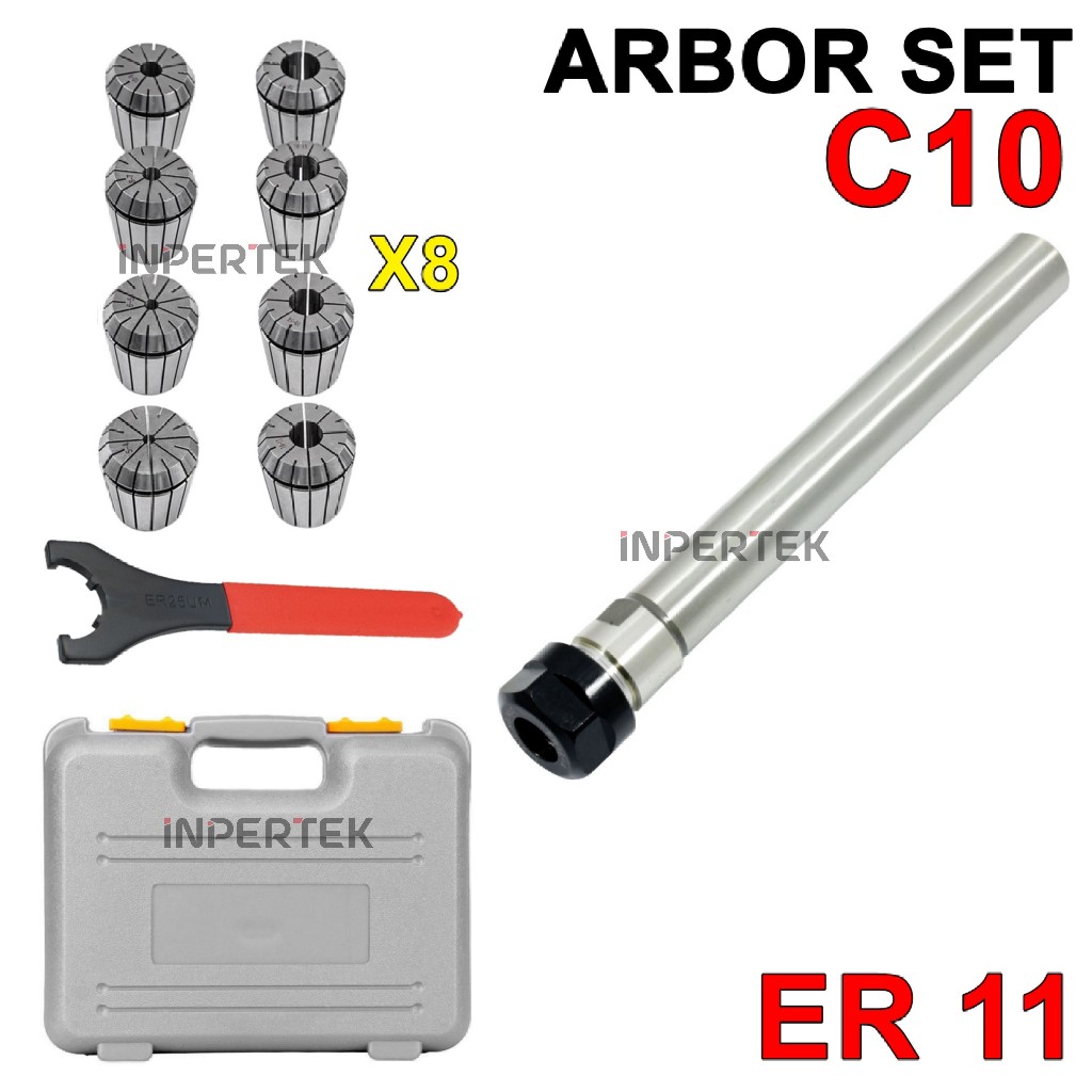 Arbor Set C10 ER11 Collet Chuck 8 pcs ER 11 Holder C 10 Straight Shank Milling