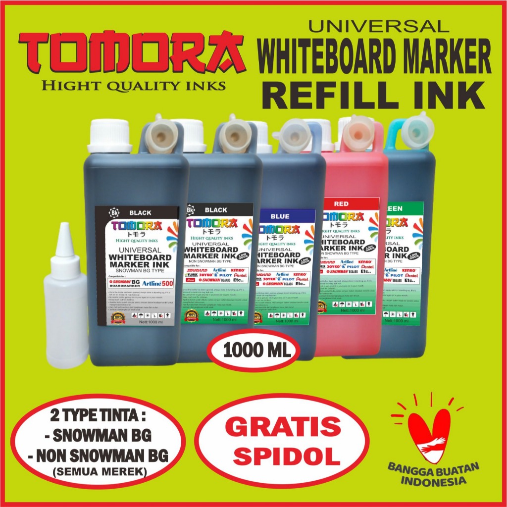 

Tinta Refill Spidol Whiteboard Ramah Lingkungan Tomora untuk Semua Merek (Mudah Dihapus) 1 Liter
