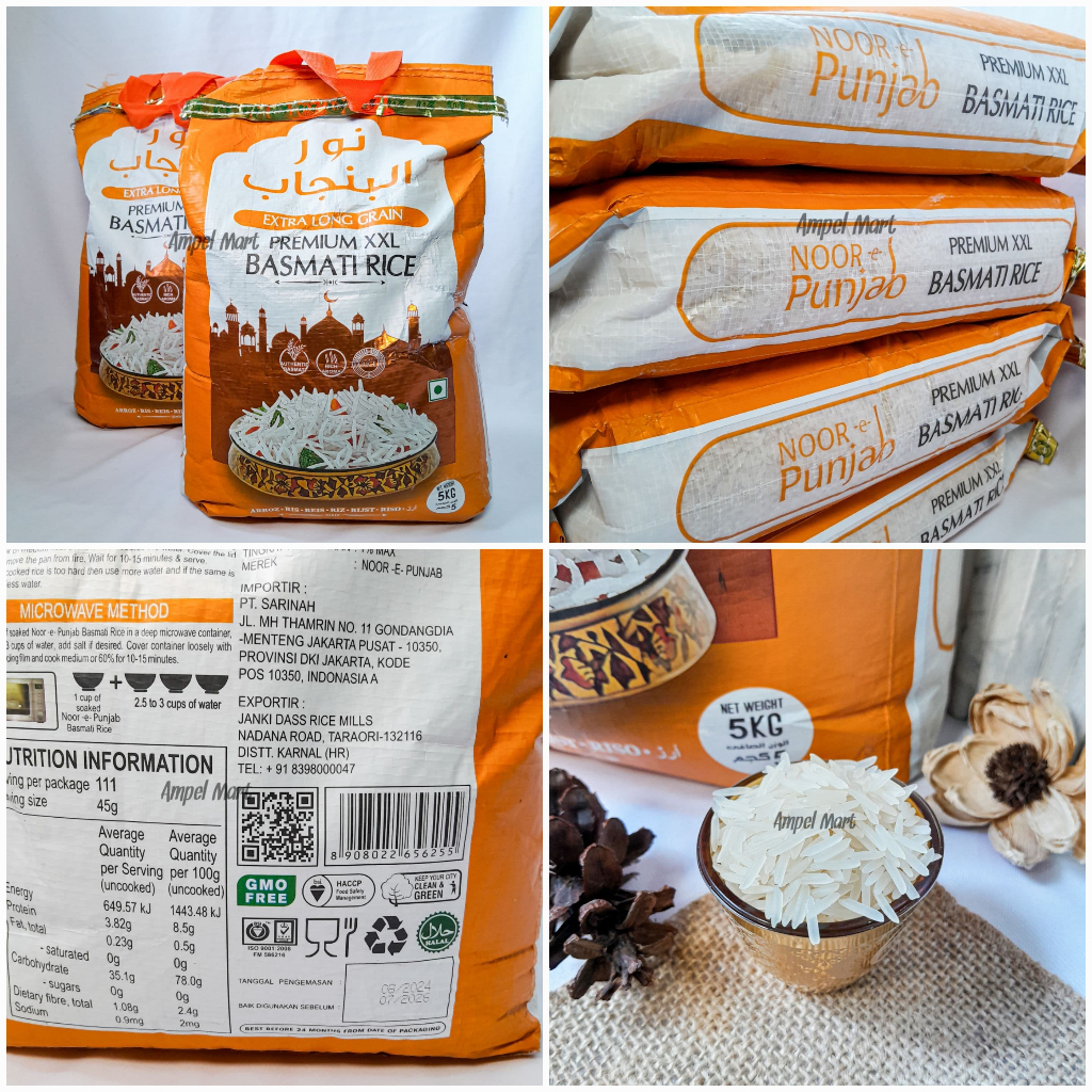 

Basmati Noor E Punjab Beras Basmati Extra Long Nasi Kebuli Asli Murah Original 5kg Grain XXL Rice