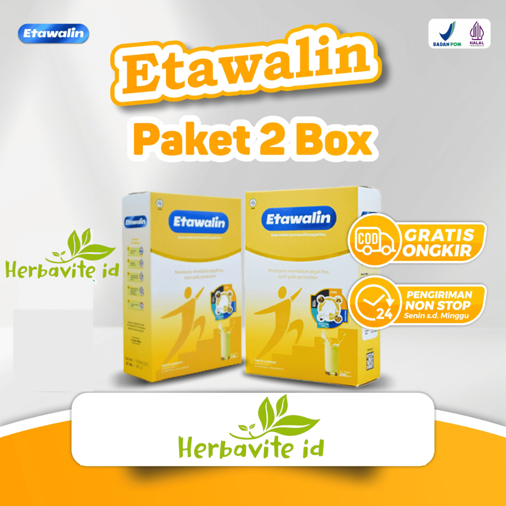 

Etawalin Paket 2 Box Susu Kambing Etawa Solusi Masalah Tulang & Sendi 200gr