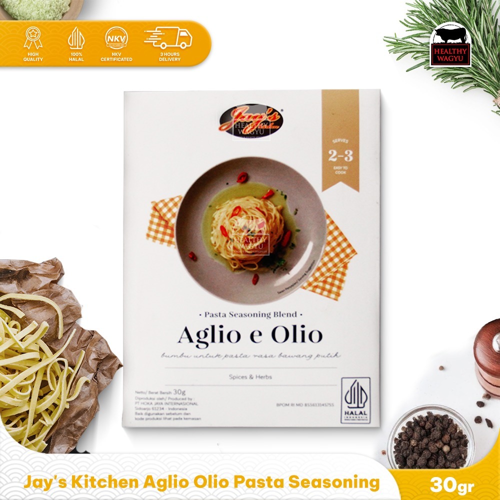 

Jay's Kitchen Aglio Olio Pasta Seasoning Bumbu Pasta Bawang Putih 30gr Healthy Wagyu