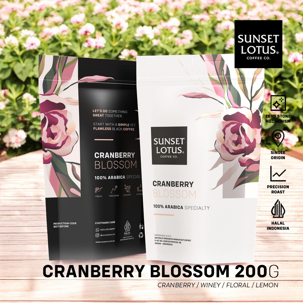 

Sunset Lotus Kopi Arabika Cranberry Blossom 200g Coffee Bean Biji Bubuk Coffe