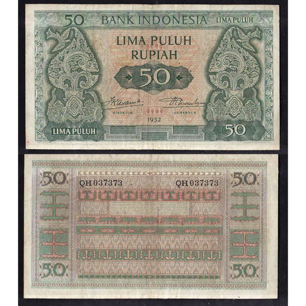 Uang kuno 50 Rupiah tahun 1952 #seri Budaya *almost radar QH 0 37373