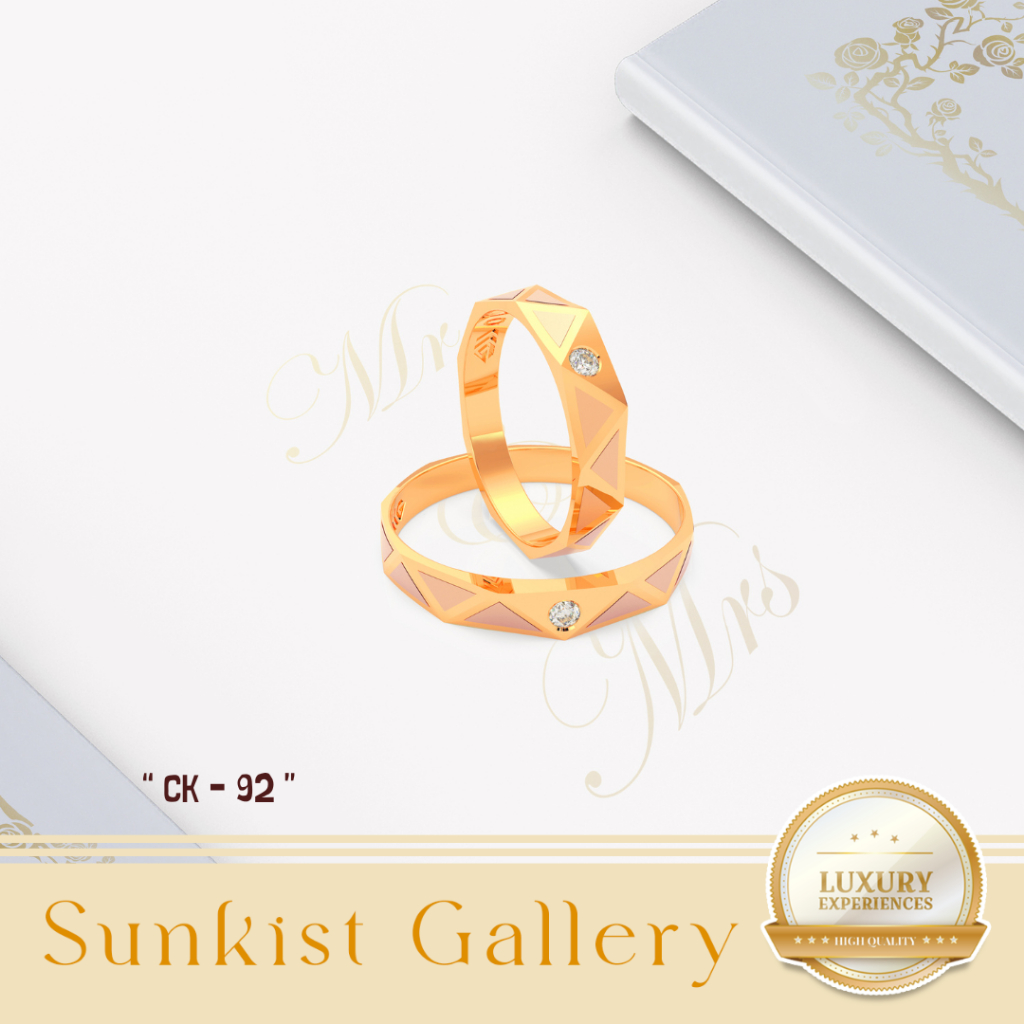 CINCIN COUPLE EMAS ASLI CINCIN LAMARAN MODEL SIMPLE MATA SATU KADAR 375(8K) & 700(16K) KODE WR 92