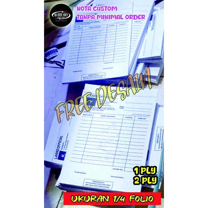 

PROMO Cetak Nota Custom Murah 2 ply Ukuran Sedang 1/4 Folio