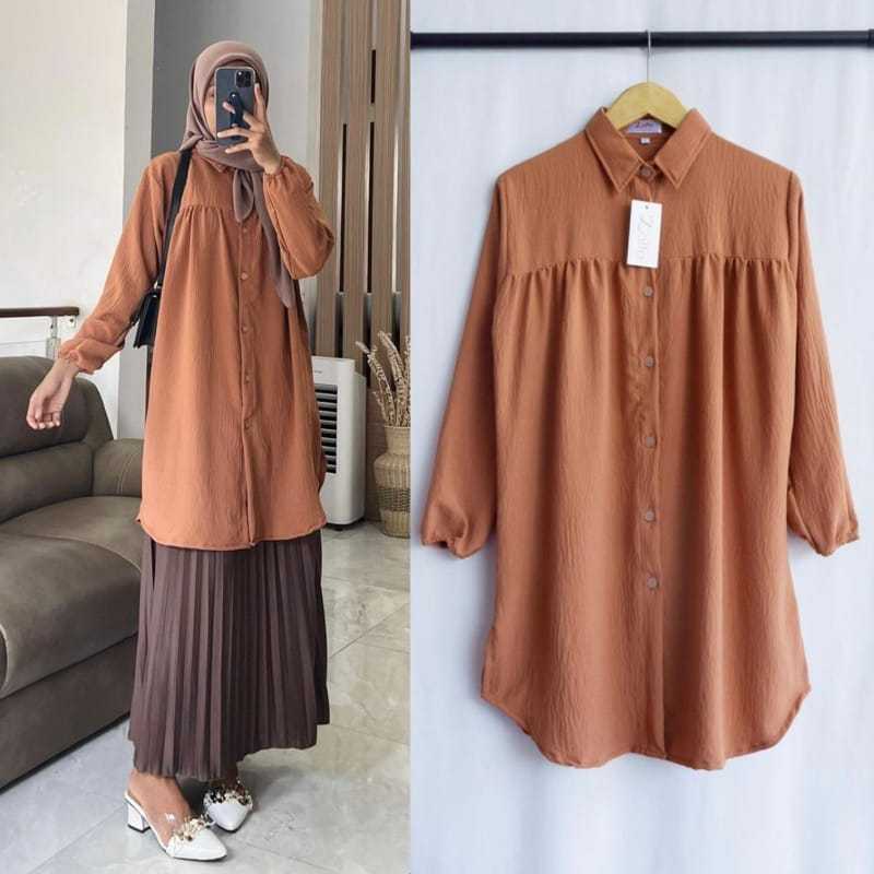 TUNIK KEMEJA POLOS WANITA JUMBO - TUNIK POLOS JUMBO - TUNIK JUMBO WANITA VARIASI KANCING