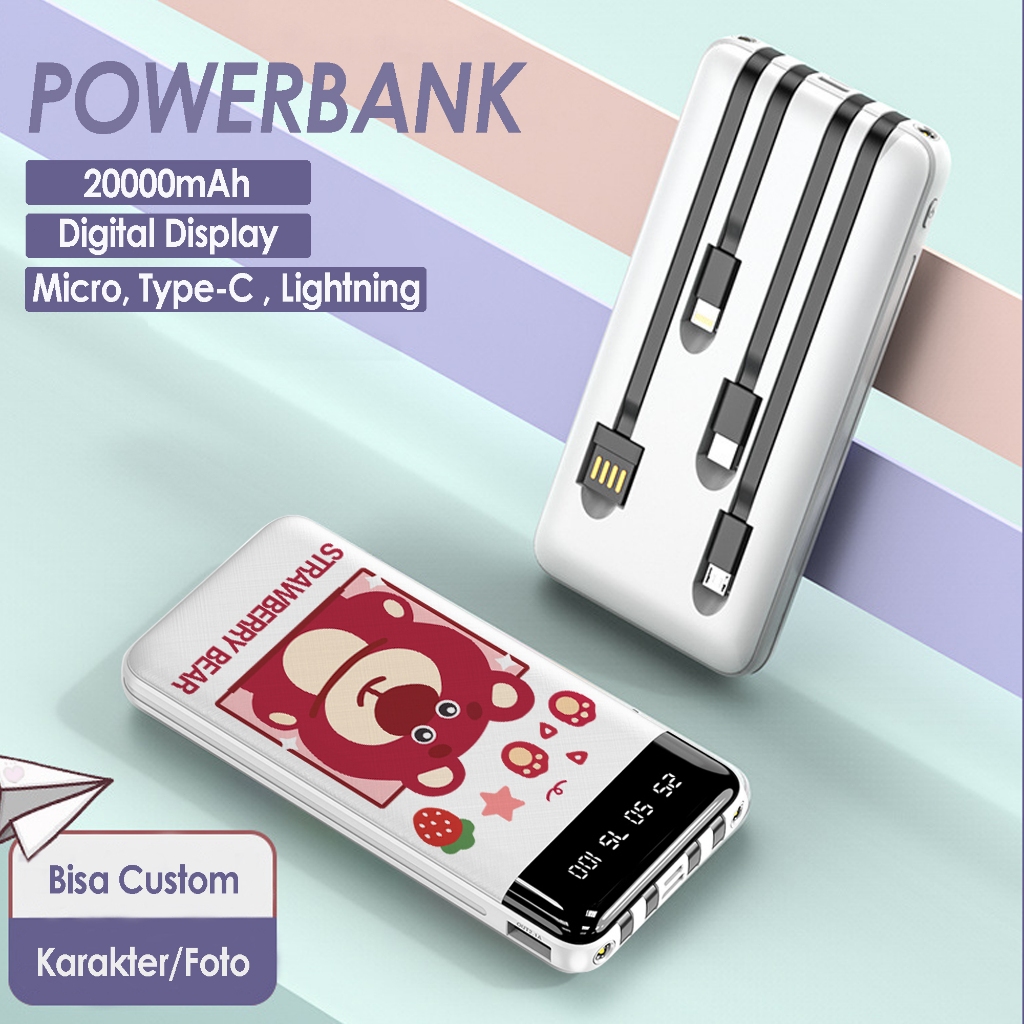 MIPOW Powerbank 20000mAh custom powerbank 4 kabel powerbank custom bergaransi powerbank karakter pow