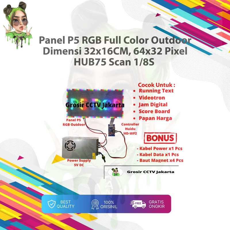 Panel Module Modul LED P5 Running Text SMD RGB Full Color Outdoor