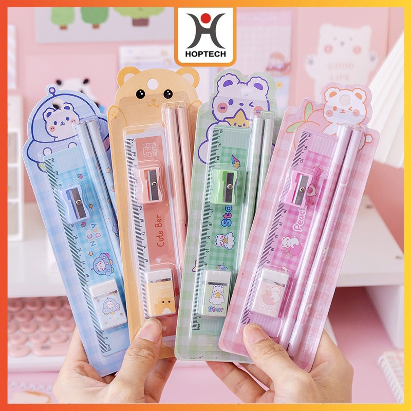 

Hoptech - Set Alat Tulis Anak Notebook Mini Buku Diary Kartun Pensil Penghapus Penggaris Sekolah