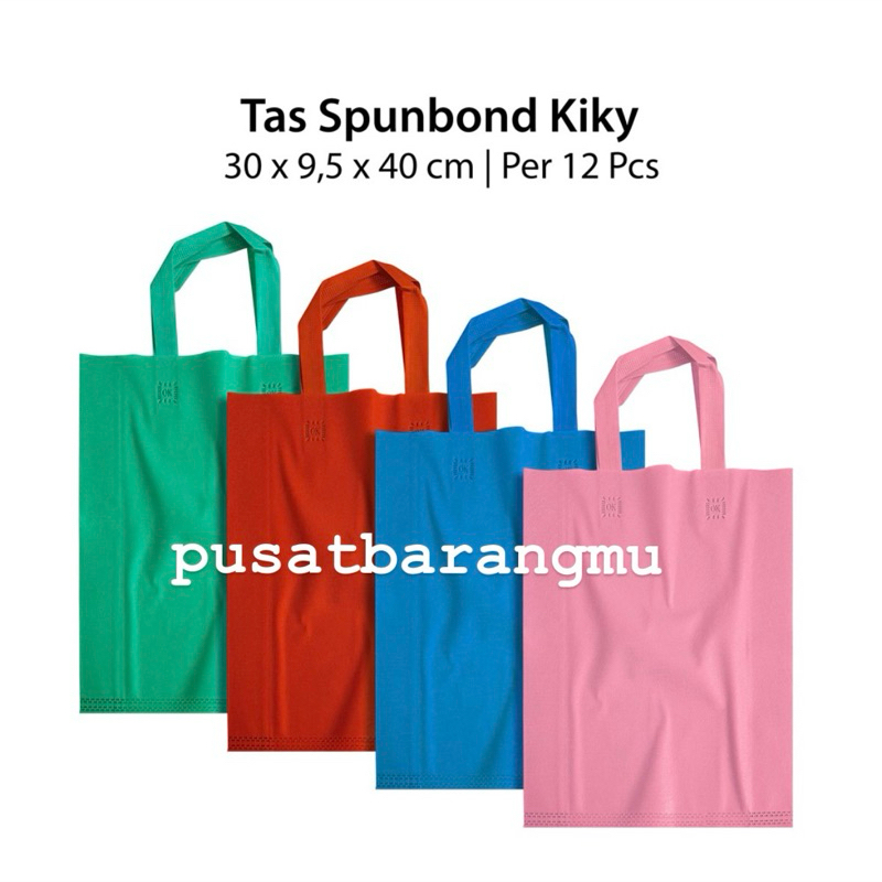 

[ISI 12] Tas Spunbound Kiky (30x9.5x40cm) Goodie Bag Suvenir Kantong Belanja Tote Bag Warna