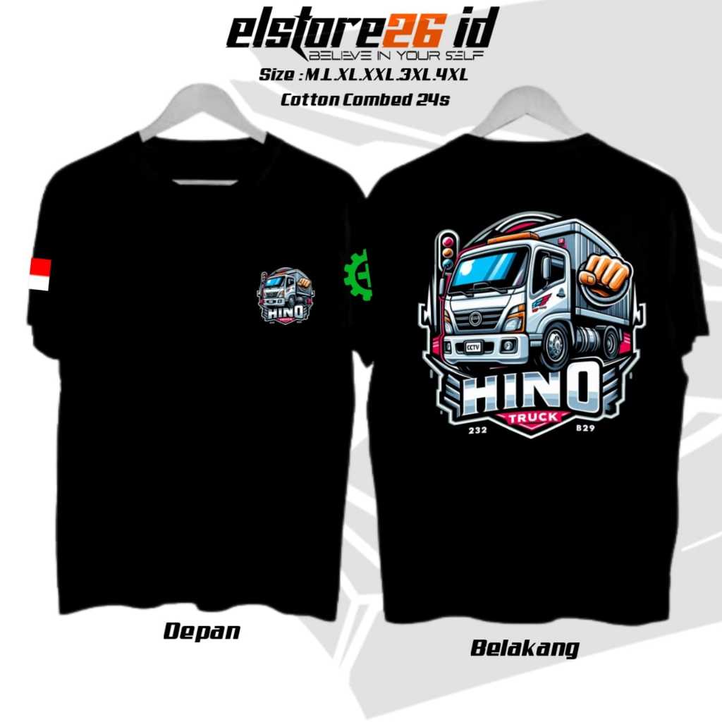 ELSTR26 Kaos HINO  | Free Tambah Nama Kamu | Baju Driver Muda | Kaos CCTV Lintas | Kaos Driver Mania