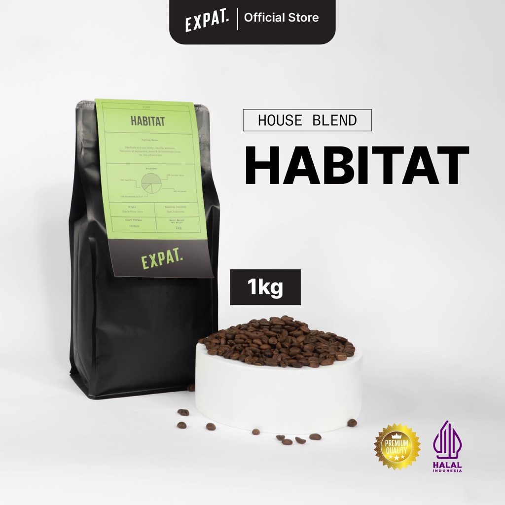 

Expat Roasters Specialty Coffee Habitat Espresso Blend Medium Beans Biji Kopi Arabika 1kg Arabica