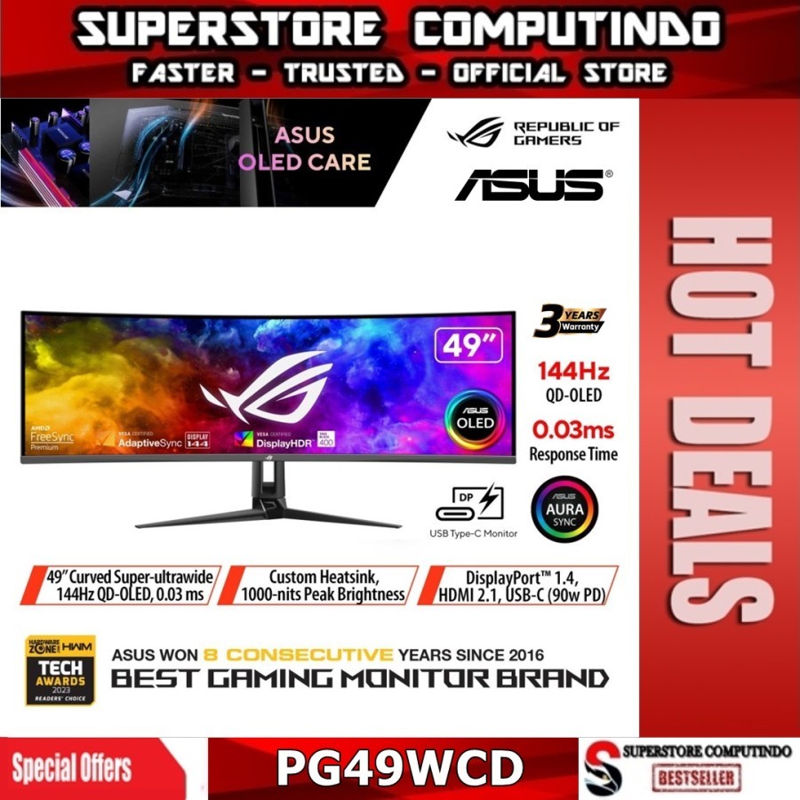 Monitor LED ASUS ROG Swift OLED PG49WCD | 49" QD-OLED Curved Gaming Monitor 144Hz 0.03ms
