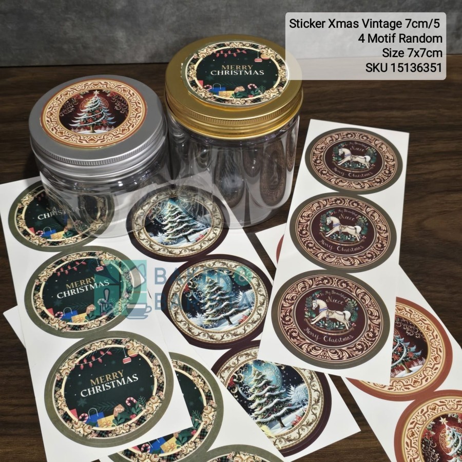

Sticker Xmas Vintage 7cm/5 Motif Random / Sticker Perekat Toples dus Motif cantik lucu