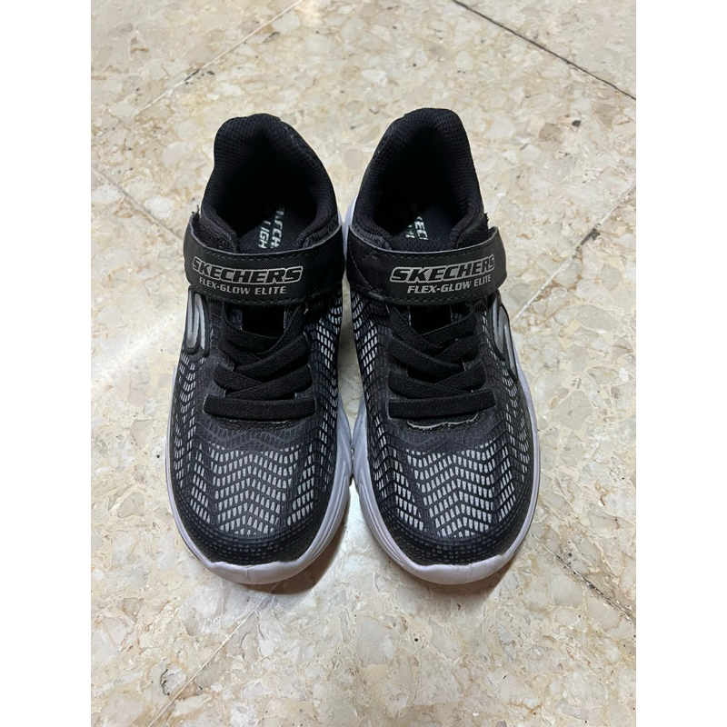 (PESANAN NANA)PRELOVED ORIGINAL SKECHERS SHOES FLEX GLOW ELITE / S-LIGHTS FOR KIDS Warna Black Hitam