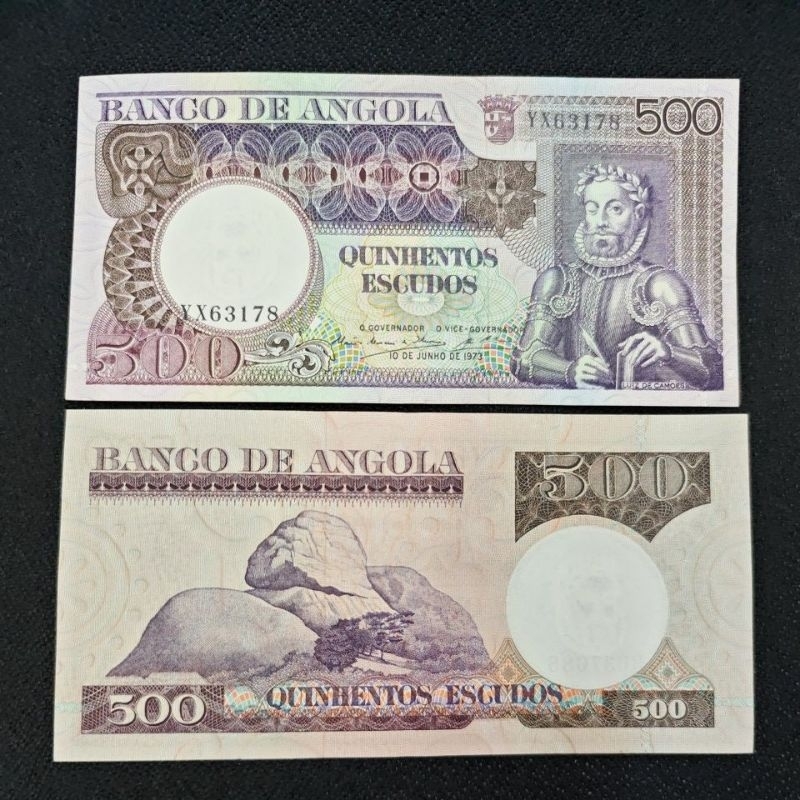 KERTAS KUNO ANGOLA 500 ESCUDOS TAHUN 1973 uang ANGOLA
