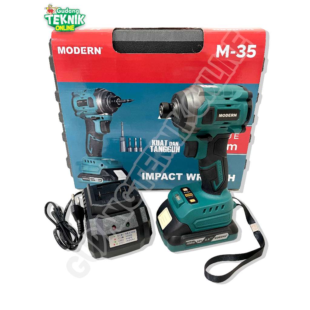 MODERN M-35 Impact Driver CORDLESS  20V 230Nm Brushless / Mesin Bor Impact Impek Pembuka Buka Baut P