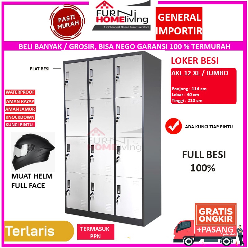 Loker HELMET HELM Full Face Loker Besi 12 Pintu Jumbo XL