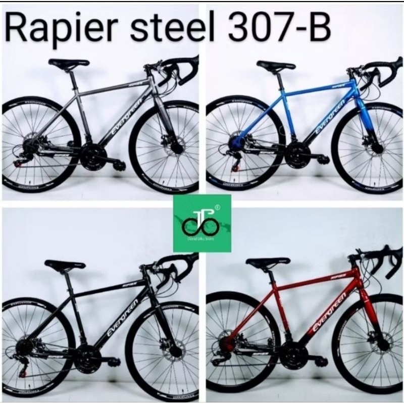 Sepeda Balap 700c Road bike Evergreen Rapier Steel 307 B TERBARU