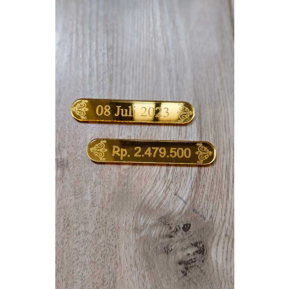 

Custom Grafir Tanggal oval atau Nominal Dekorasi Mahar Bahan Akrilik Mirror Emas Gold