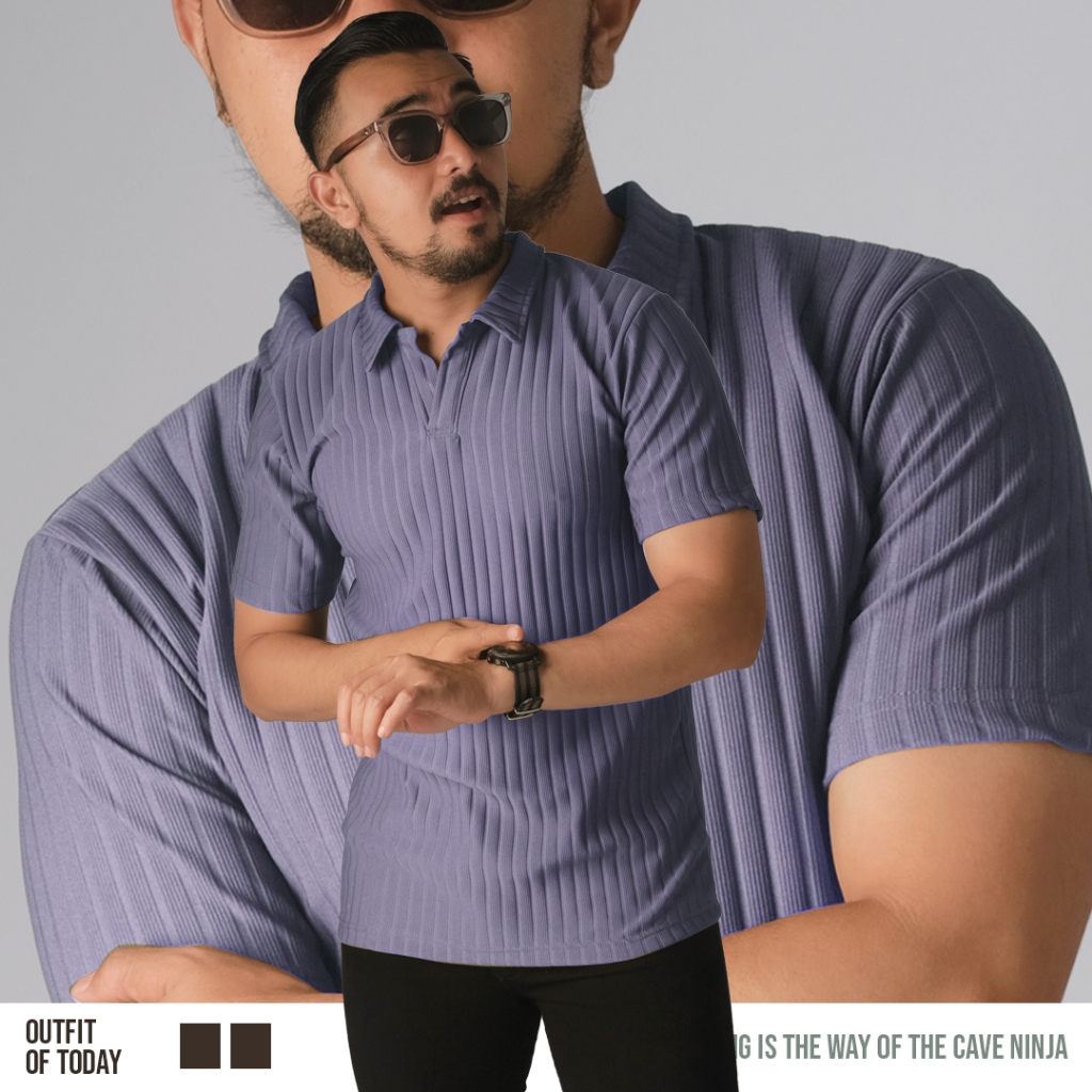 DGM Kaos Polo Shirt Pria Premium Knit Lavender 2456