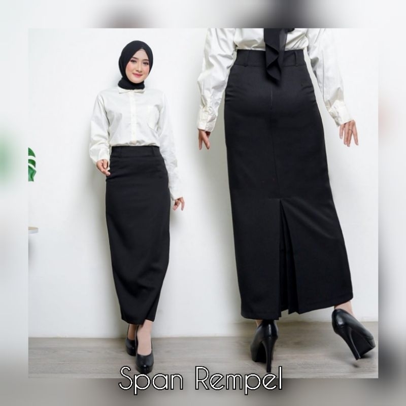 RAZZ_Rok Kerja Formal Wanita Model Span Rempel Belakang/Rok hitam/Rok sekolah